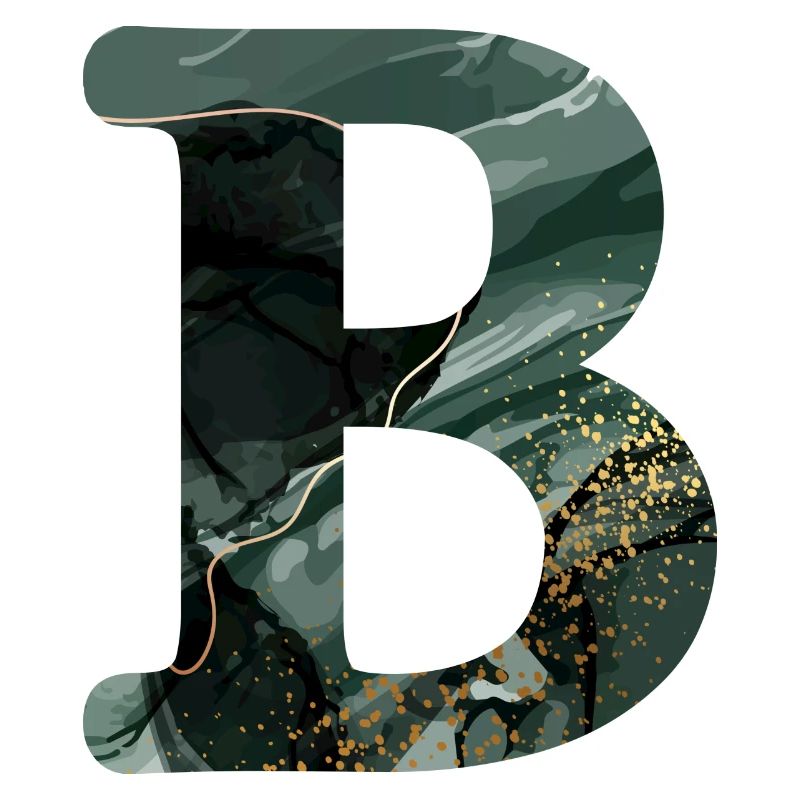 Lettre b marbré vert