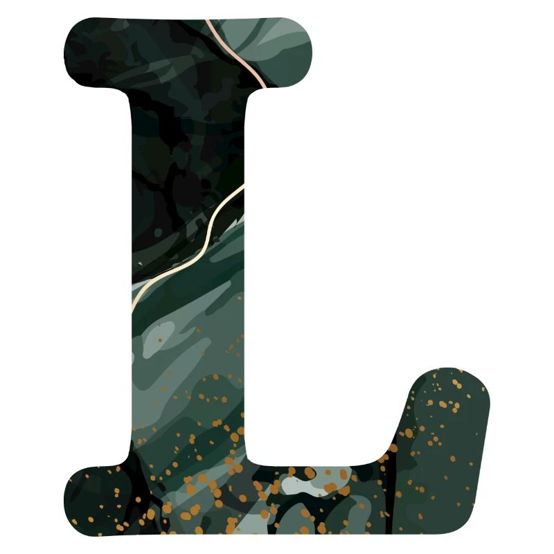 Lettre l marbré vert