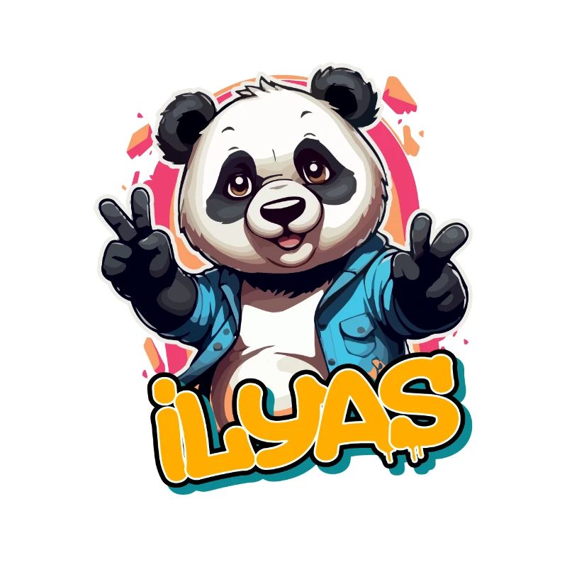 ILYAS - Handsome Boy Name with Cool Panda