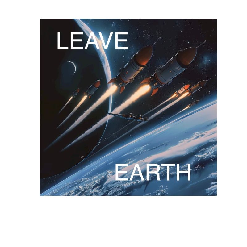 Retro Style Plakat Raumfahrt „Leave Earth“