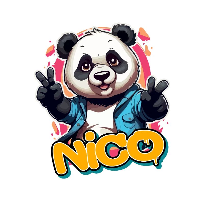NICO - Beau nom de garçon avec Cool Panda