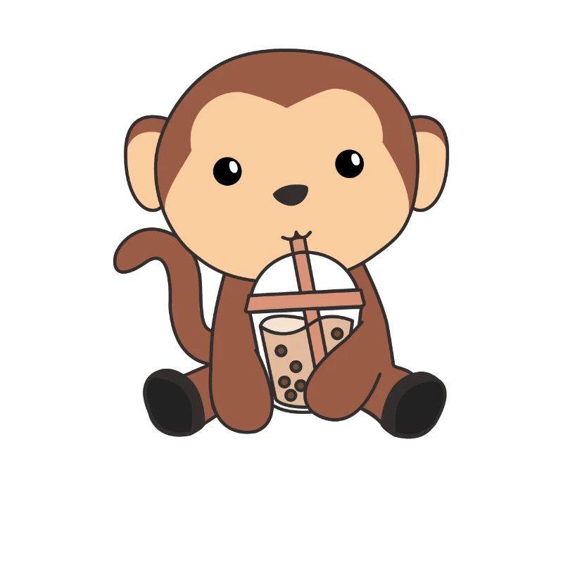 Singe Bubble Tea Singe Animaux Mignons