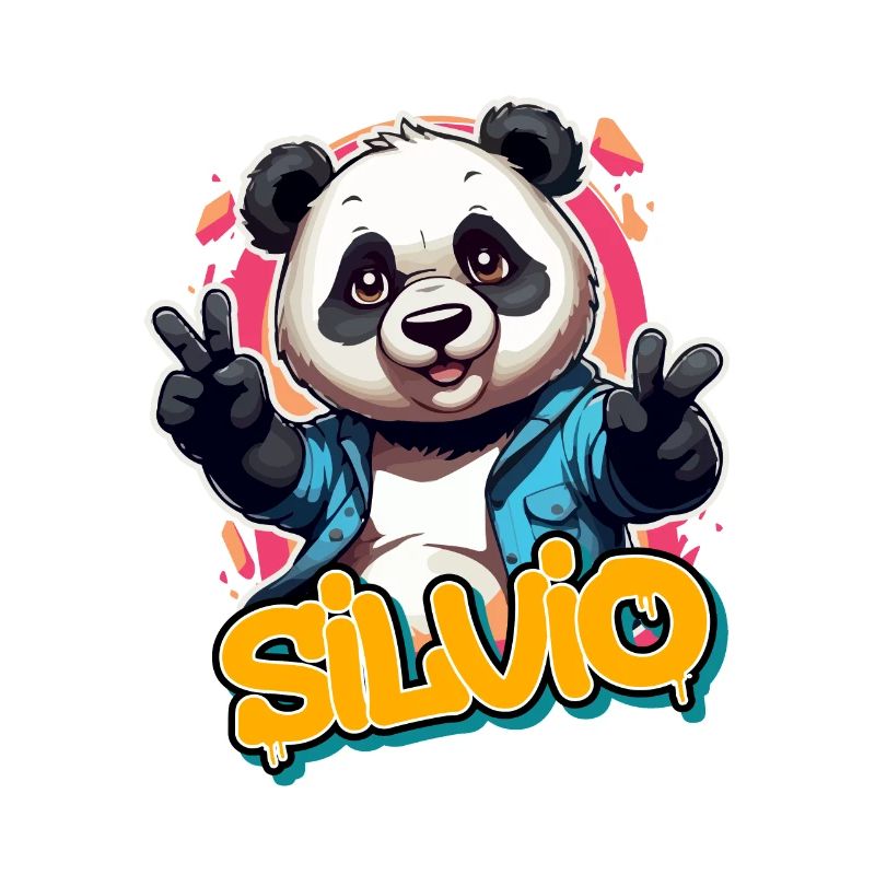 SILVIO - Beau prénom de garçon avec panda cool