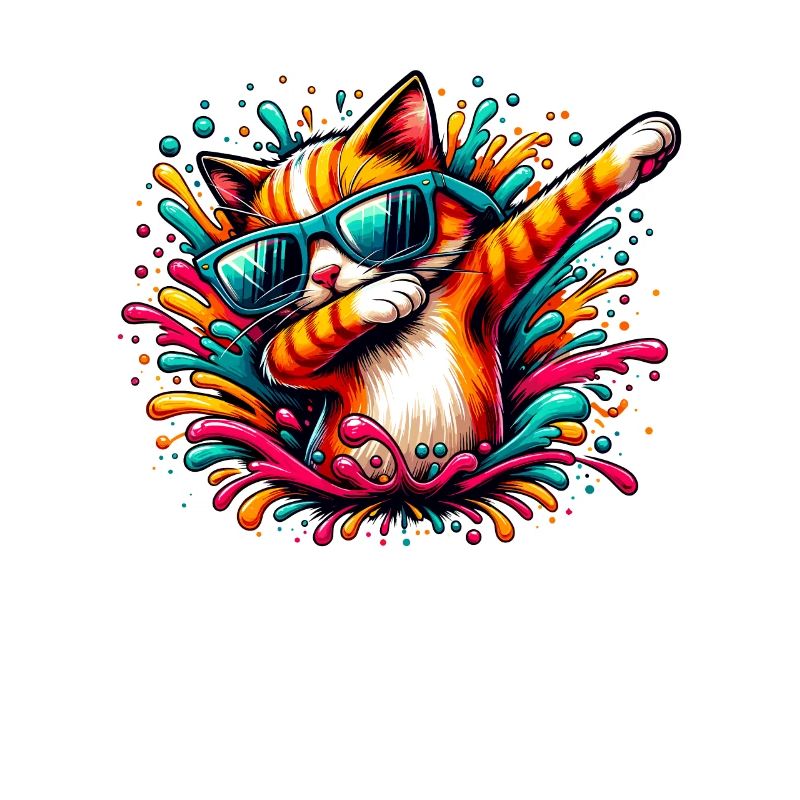 Splash Art Dubbing Katze Sonnenbrille Kätzchen Katzen
