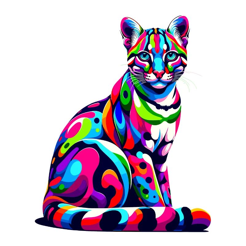 Colorful Pop Art Ocelot Ocelots Dwarf Leopard