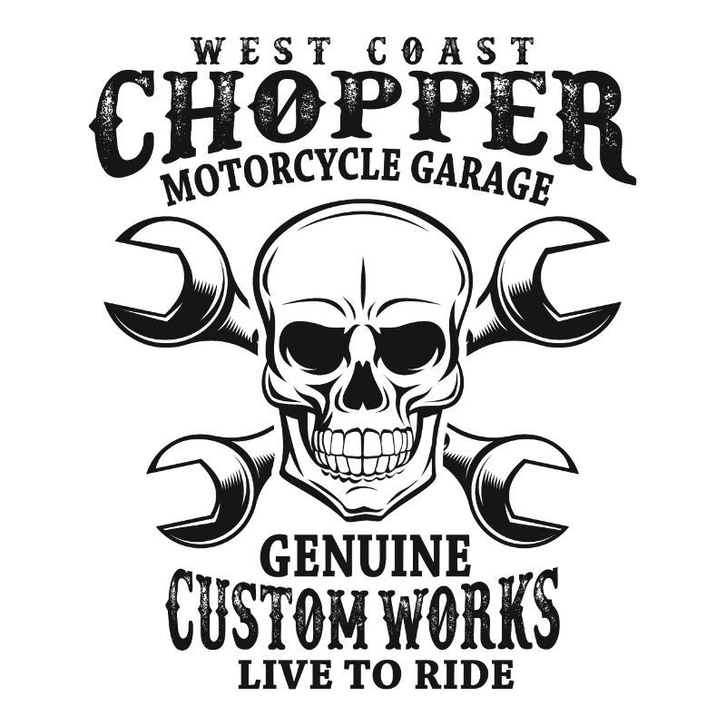 Skull Biker Saying West Coast Chopper