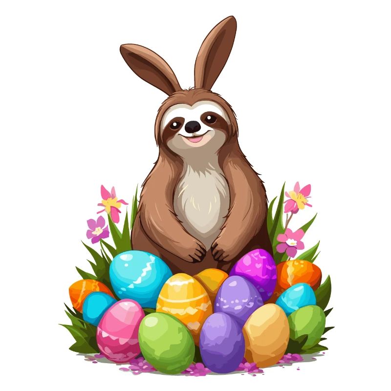Funny Sloth Easter Bunny Cute Easter Design