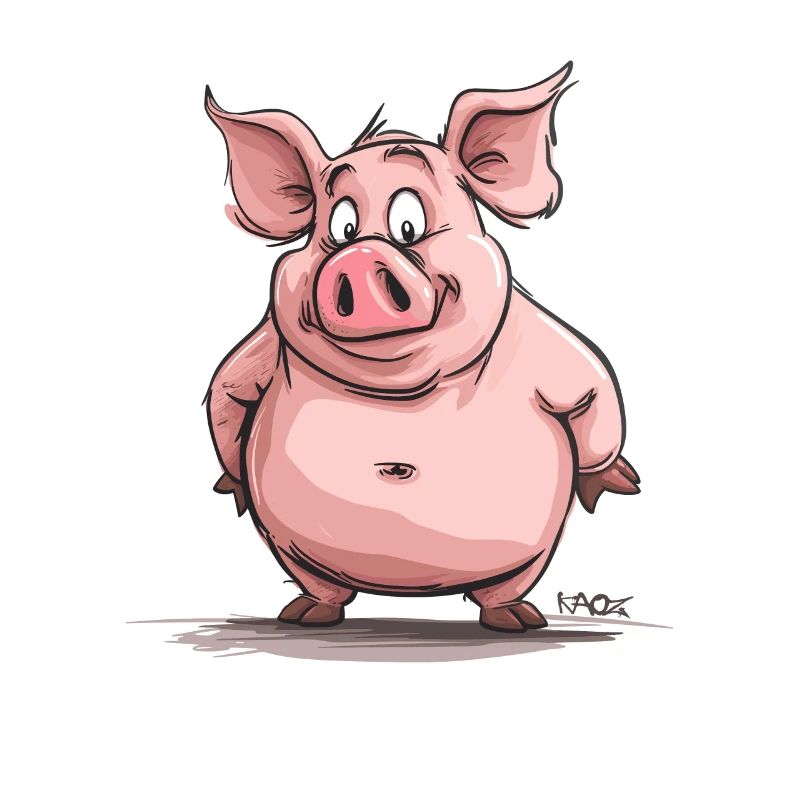 Fat, chubby, super funny cute pig