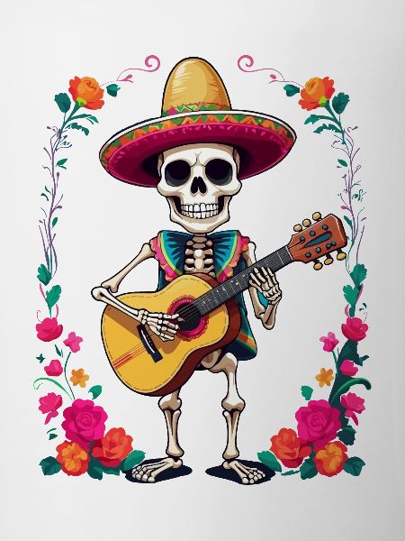 Mexican mariachi skeleton guitarist