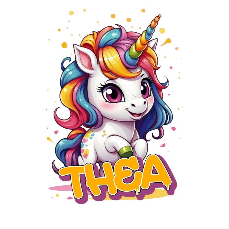 THEA - Schöner Mädchen Name mit süßem Einhorn