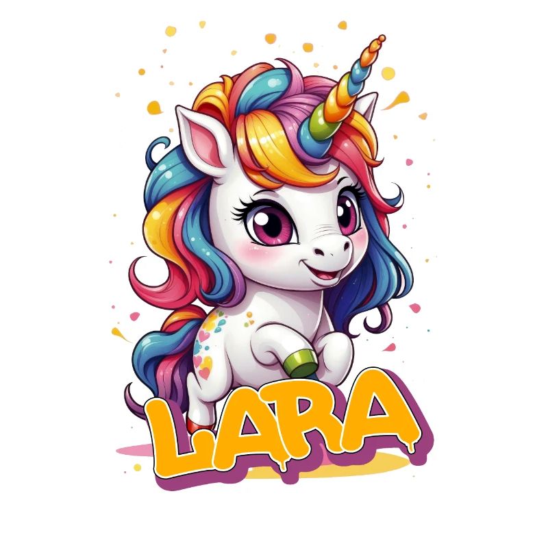 LARA - Schöner Mädchen Name mit süßem Einhorn