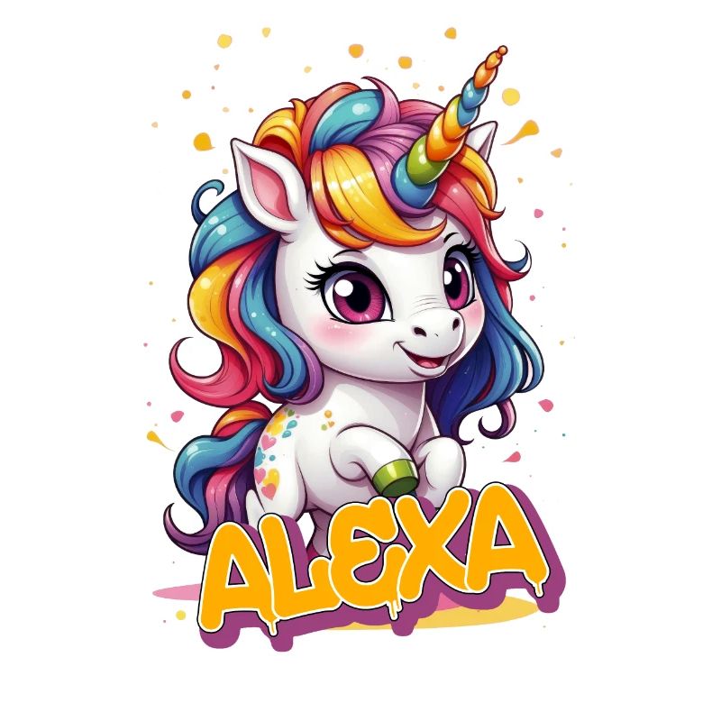 ALEXA - Schöner Mädchen Name mit süßem Einhorn