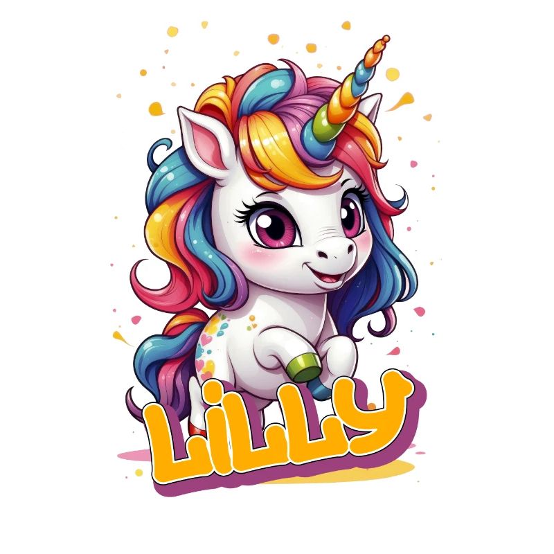 LILLY - Schöner Mädchen Name mit süßem Einhorn