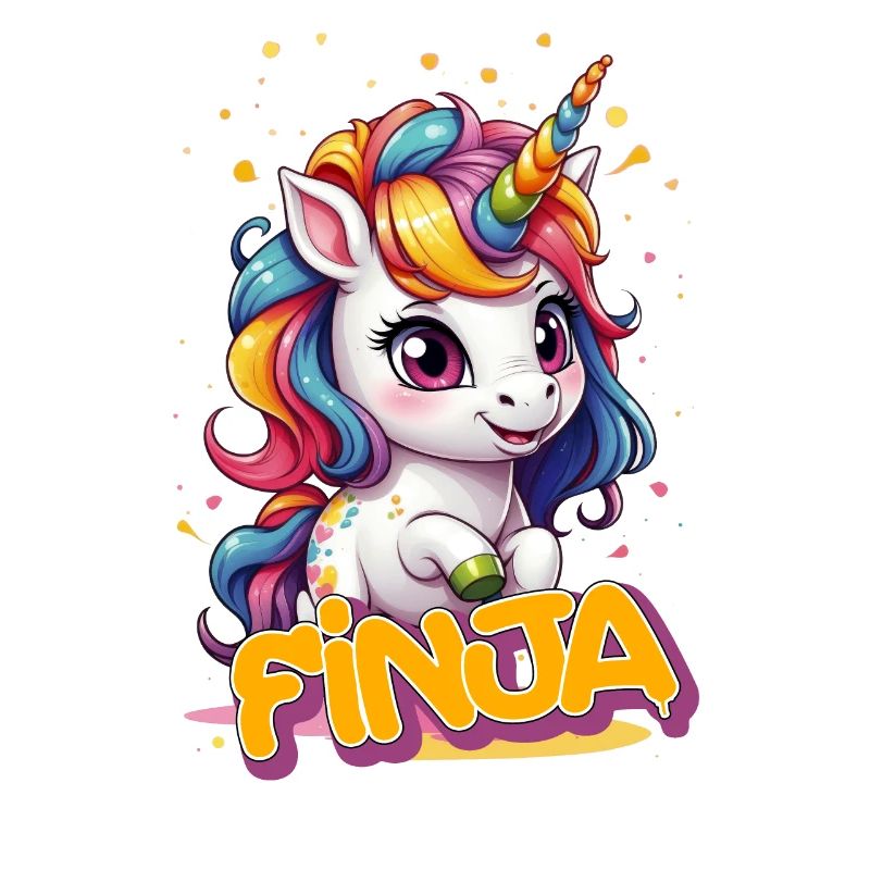 FINJA - Schöner Mädchen Name mit süßem Einhorn
