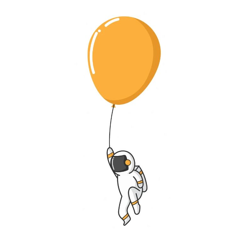 Astronaut floating on balloon