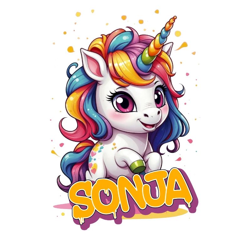 SONJA - Schöner Mädchen Name mit süßem Einhorn