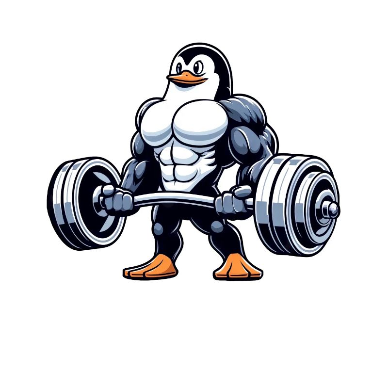 Musculation pingouin avec haltères
