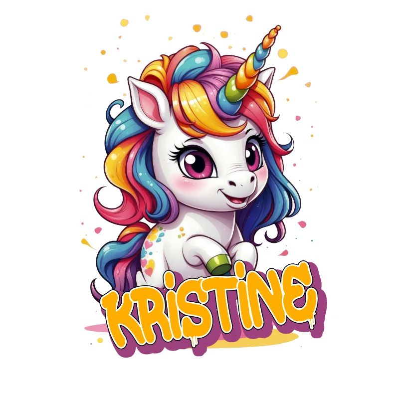 KRISTINE - Schöner Mädchen Name mit süßem Einhorn