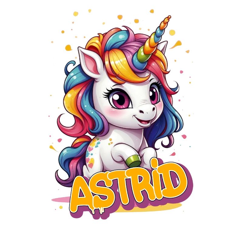 ASTRID - Schöner Mädchen Name mit süßem Einhorn