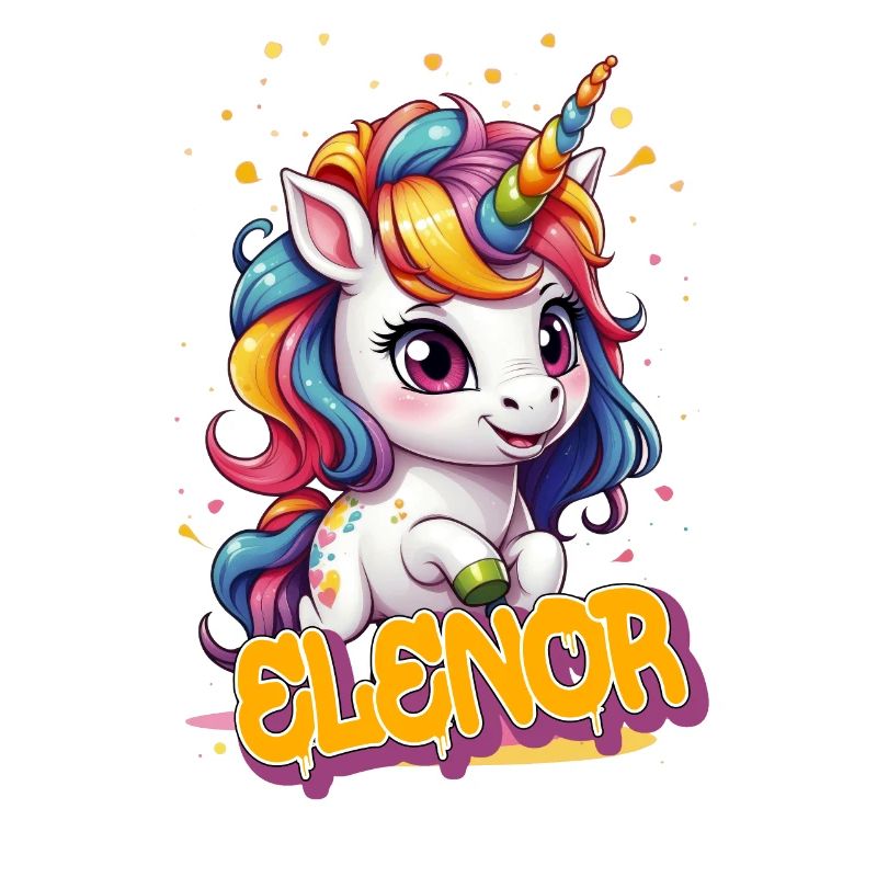 ELENOR - Schöner Mädchen Name mit süßem Einhorn