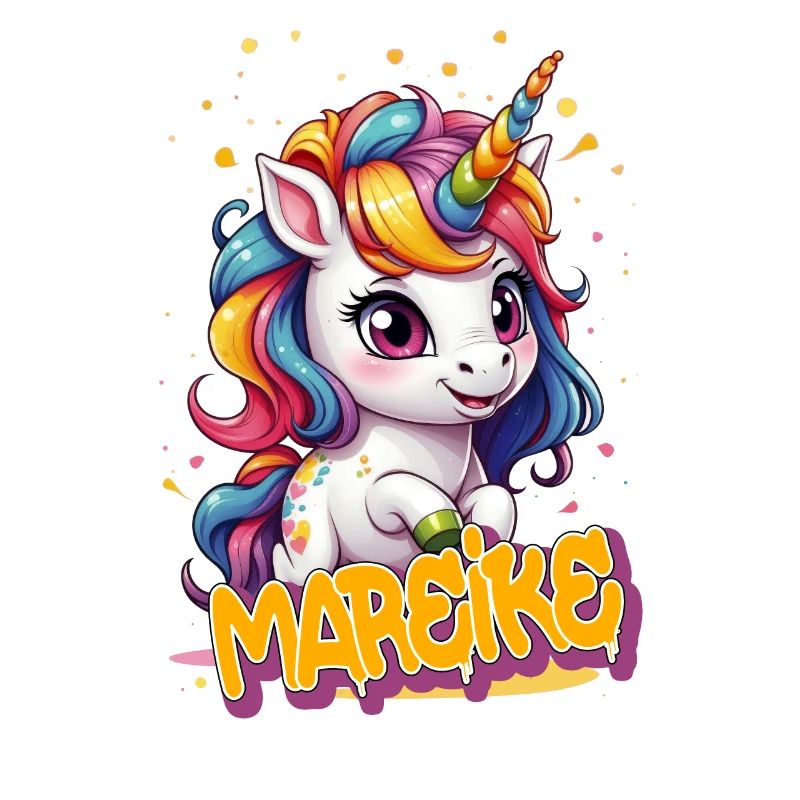 MAREIKE - Schöner Mädchen Name mit süßem Einhorn