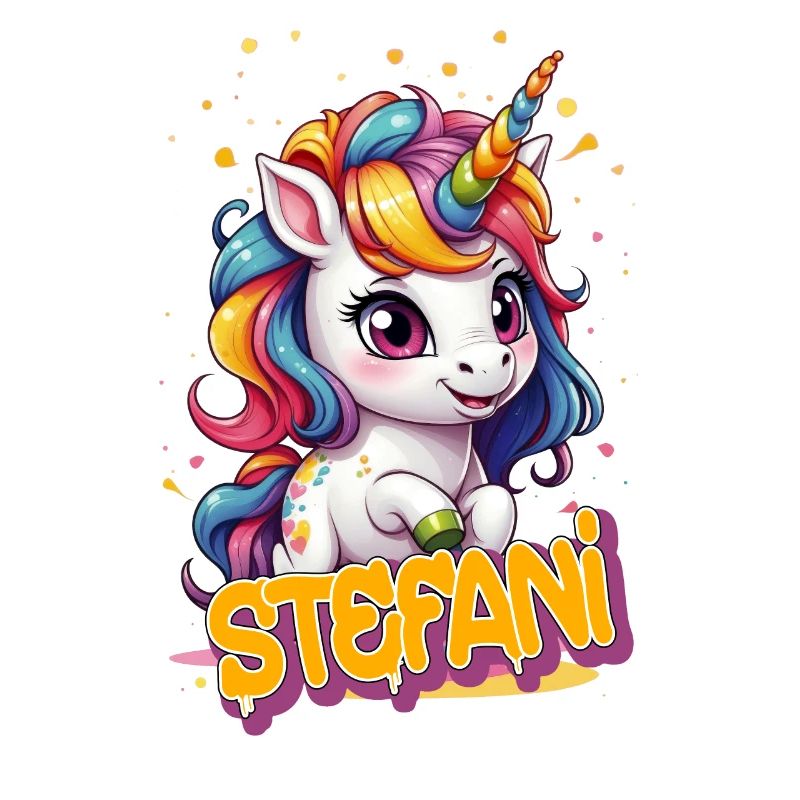 STEFANI - Schöner Mädchen Name mit süßem Einhorn