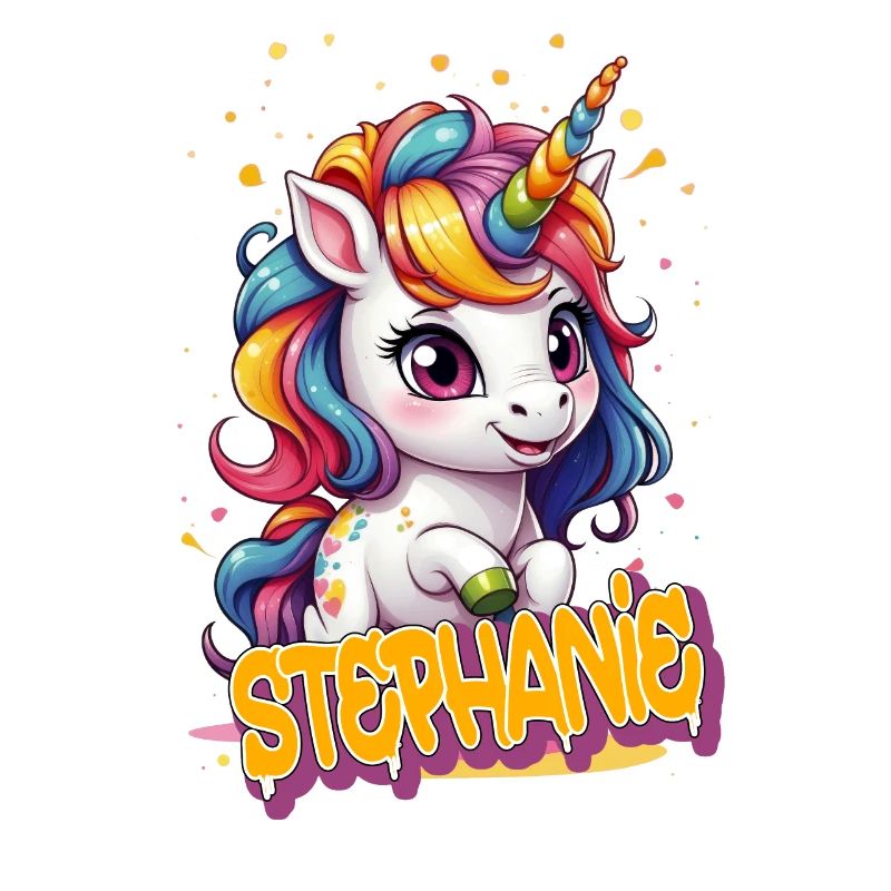 STEPHANIE - Schöner Mädchen Name mit süßem Einhorn