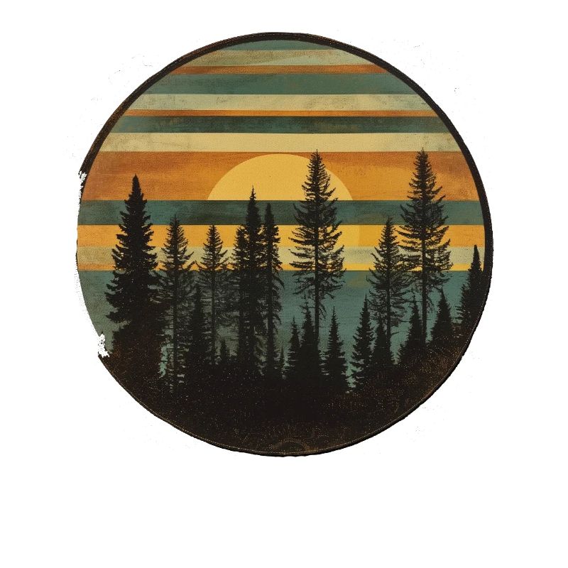Sunset Forest Nature Outdoors Retro 80s Vibe 3