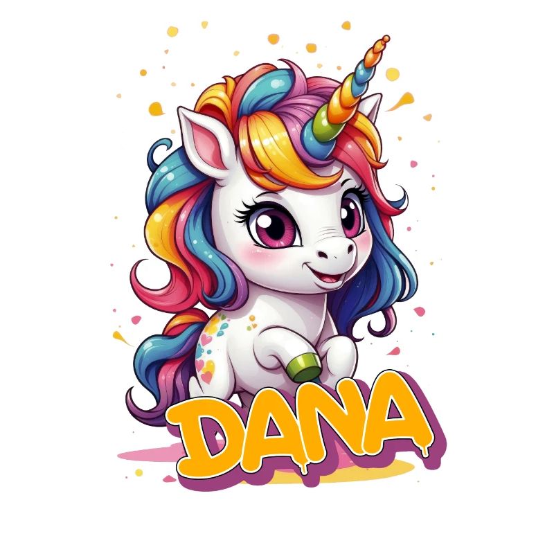 DANA - Schöner Mädchen Name mit süßem Einhorn