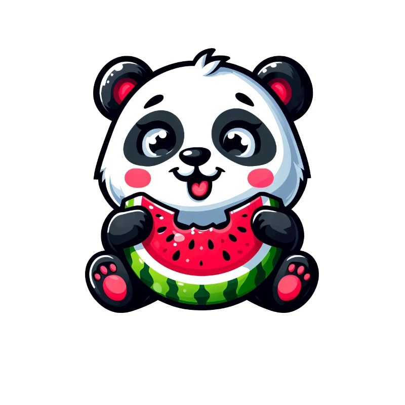 Panda Mit Wassermelone Fruchtig Lustig