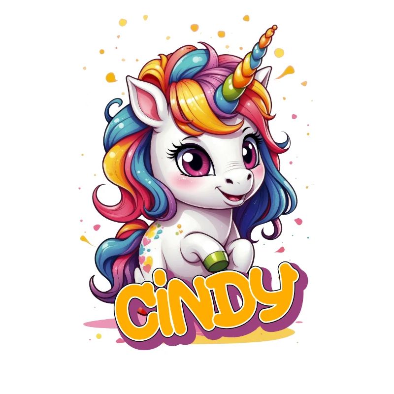 CINDY - Schöner Mädchen Name mit süßem Einhorn