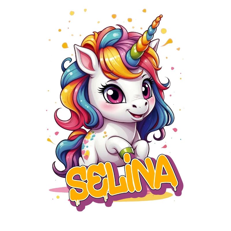 SELINA - Schöner Mädchen Name mit süßem Einhorn
