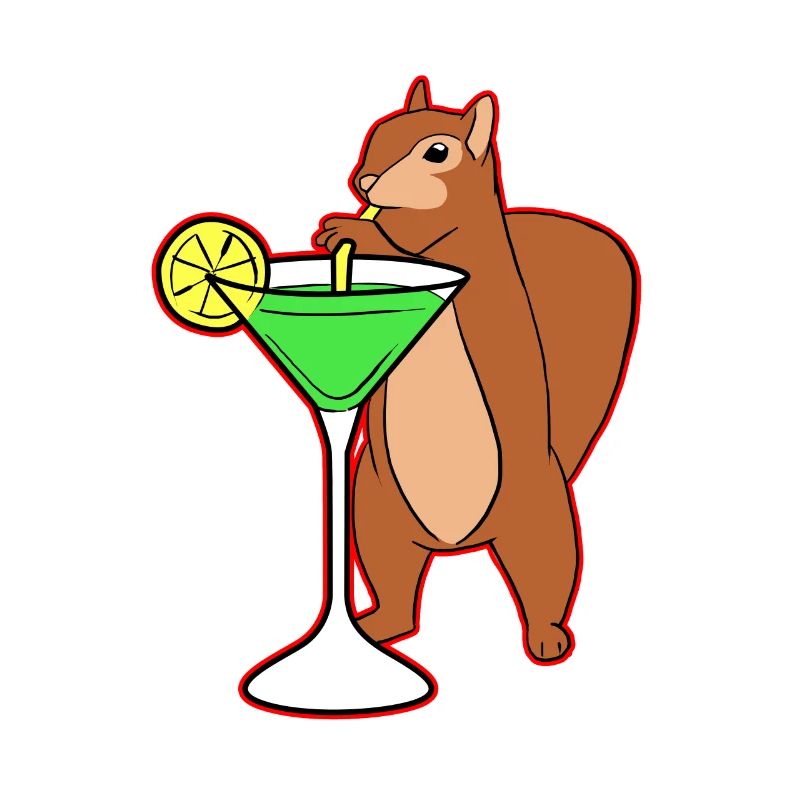 Squirrel Drinking Cocktail Funny Chipmunks Nuts