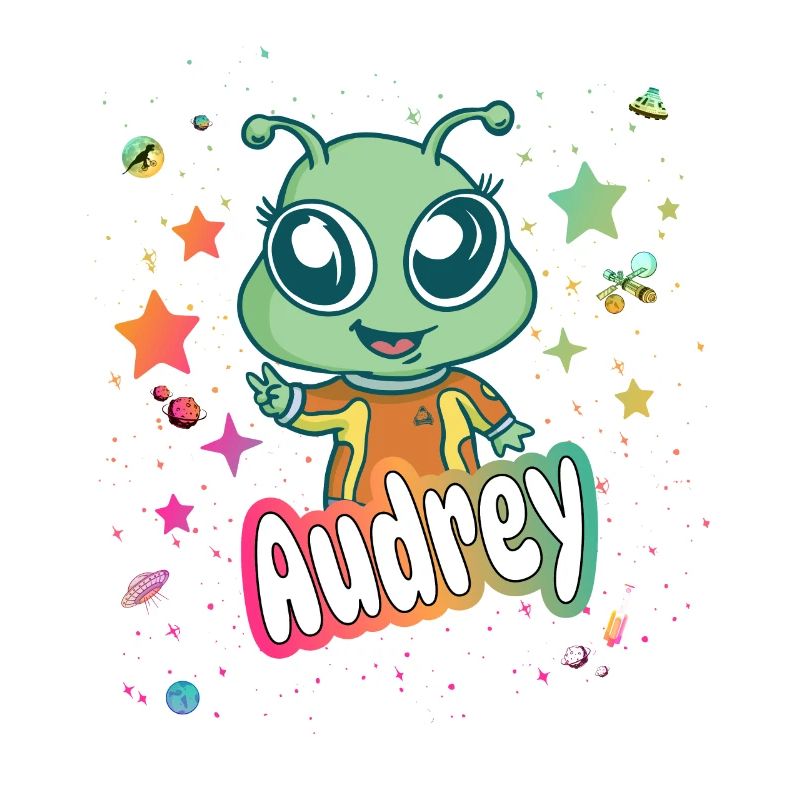 AUDREY - Schöner Mädchen Name mit süßem Alien
