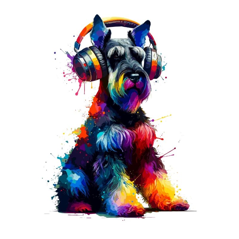 Casque Splash Art coloré Schnauzer géant