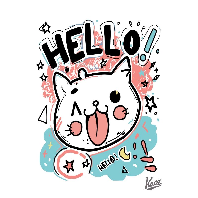 Mignon petit chat blanc dit bonjour