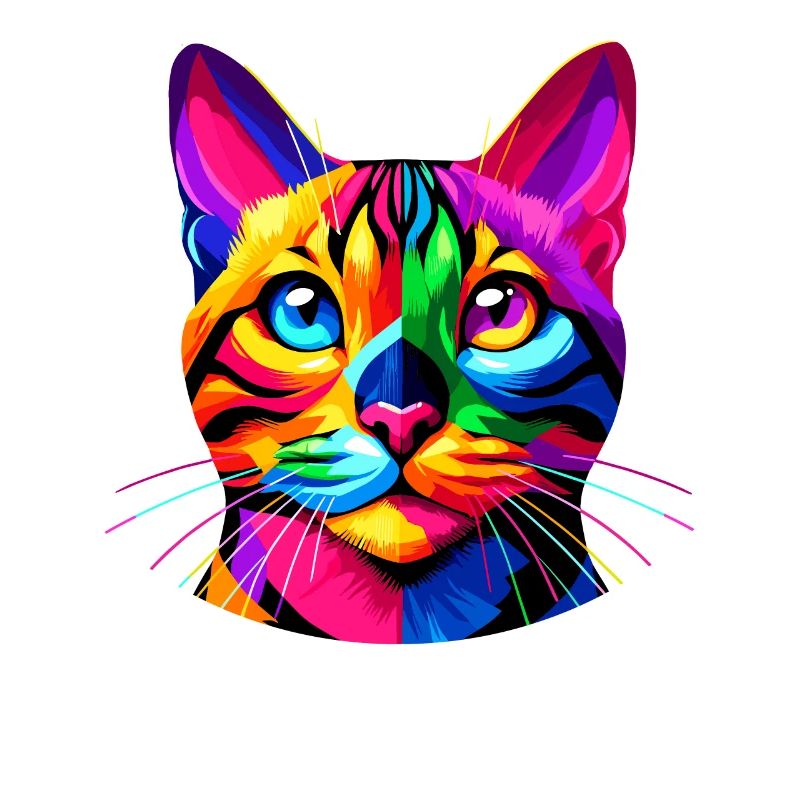 Chat Pop Art Coloré du Bengale