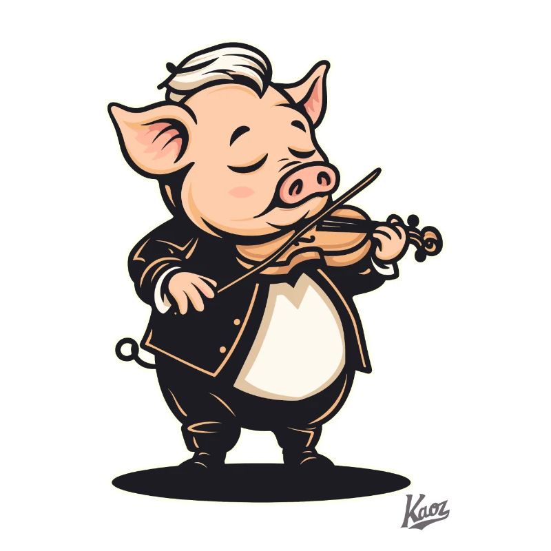Musique classique et un cochon avec violon