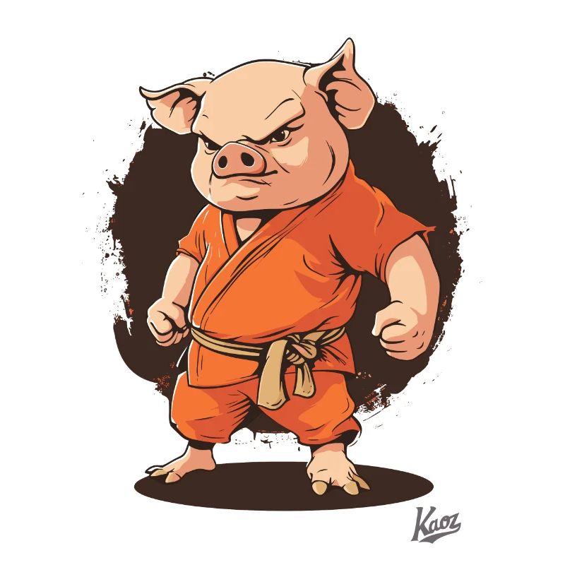Orange Kung Fu Monk Pig