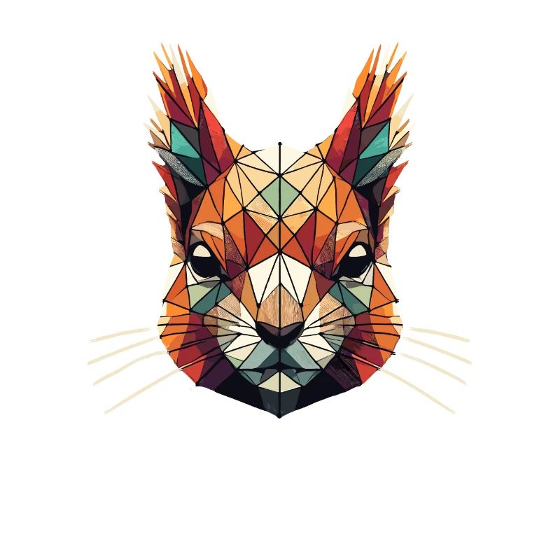 Geometrische Kunst Rote Eichhörnchen Eichhörnchen