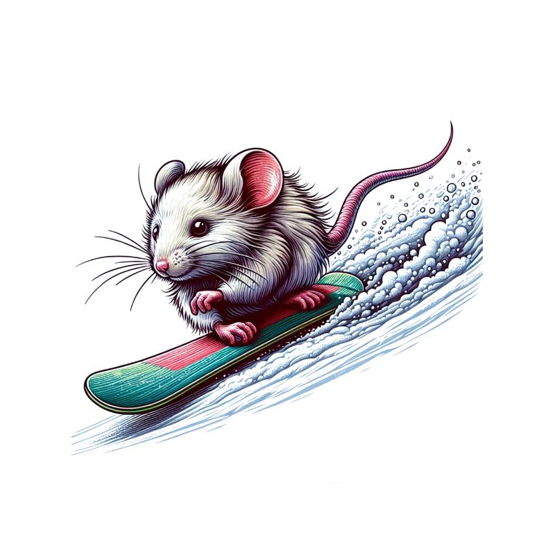 Souris snowboarder mignonne