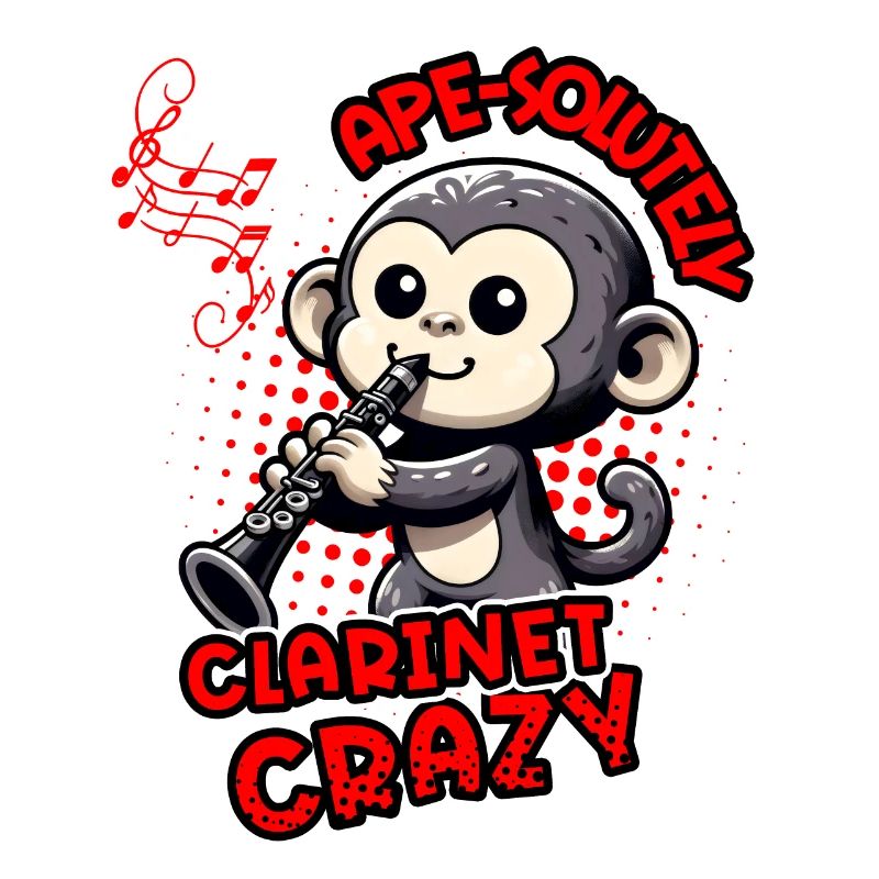 Ape-solutely Clarinet Crazy Funny Monkey Design