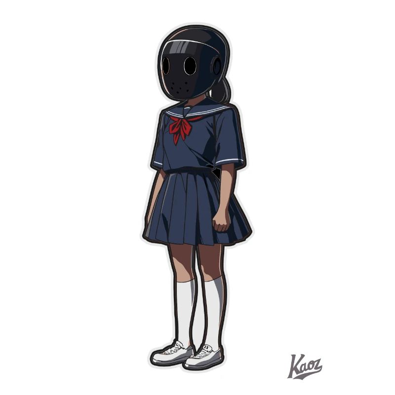 Écolière avec casque