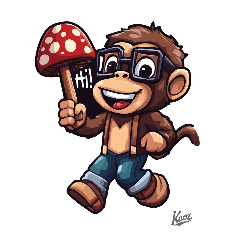 Singe nerd drôle avec champignon