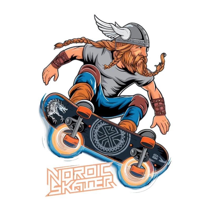 Wikinger-Krieger-Skateboarder