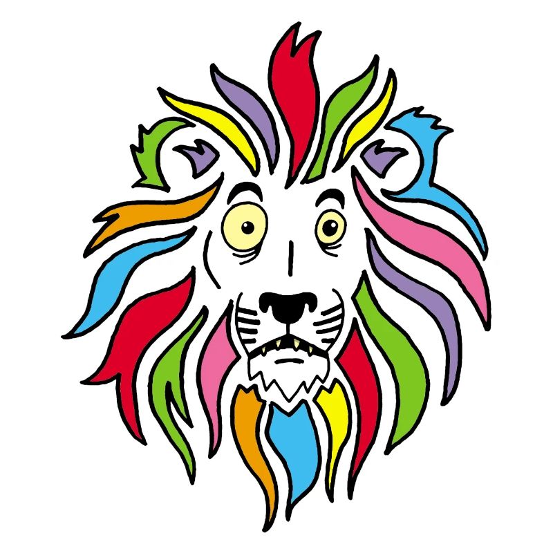 Lion and multicolored mane