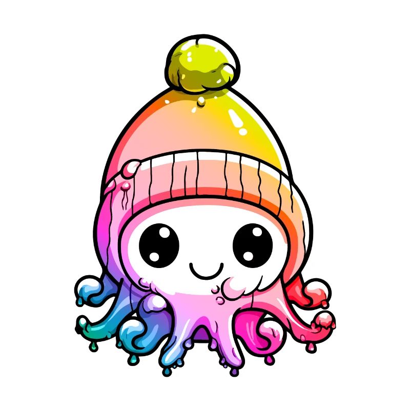 Oktopus Winter Tier Bunt Comic