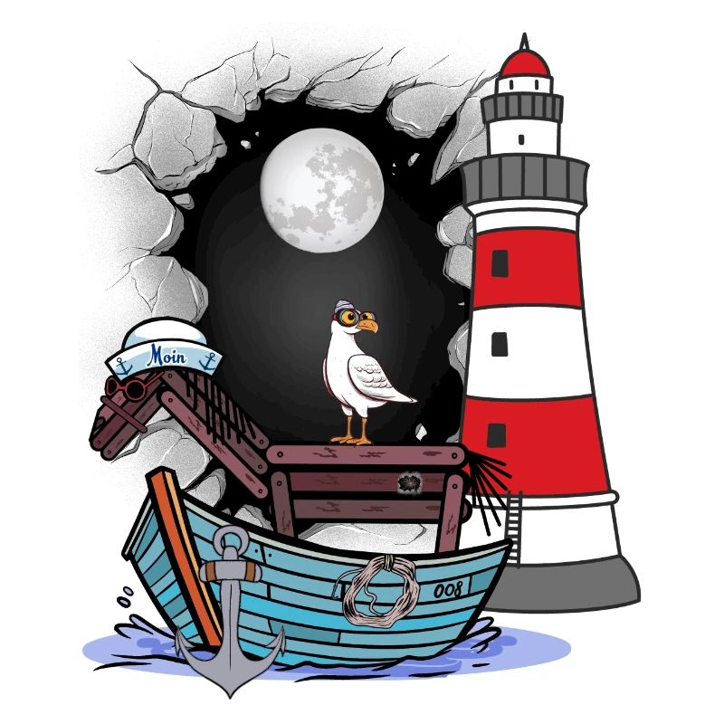 maritim Seepferd Boot Leuchtturm Möwe Kinder