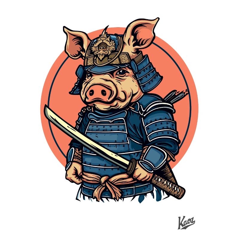 Japanese Shogun Samurai Pig