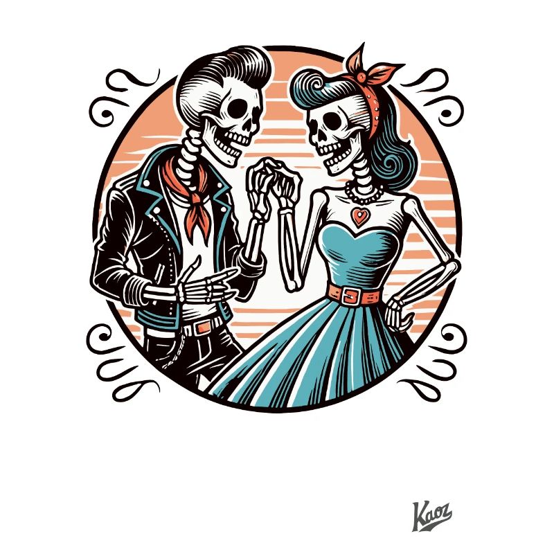 Retro Rockabilly Skeleton Pair